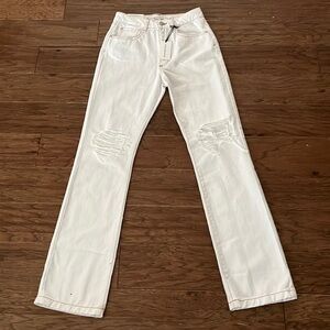 WeWoreWhat Distressed Icon High Rise Jeans in White Size 26